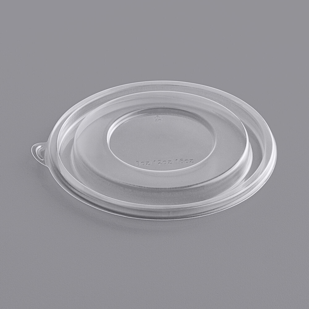 Visions Clear PET Plastic Flat Lid for 8, 12, and 16 oz. Round Bowls - 200/Case