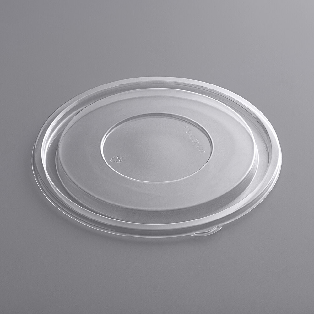 Visions Clear PET Plastic Flat Lid for 24W, 32W, and 48 oz. Round Bowls - 50/Case