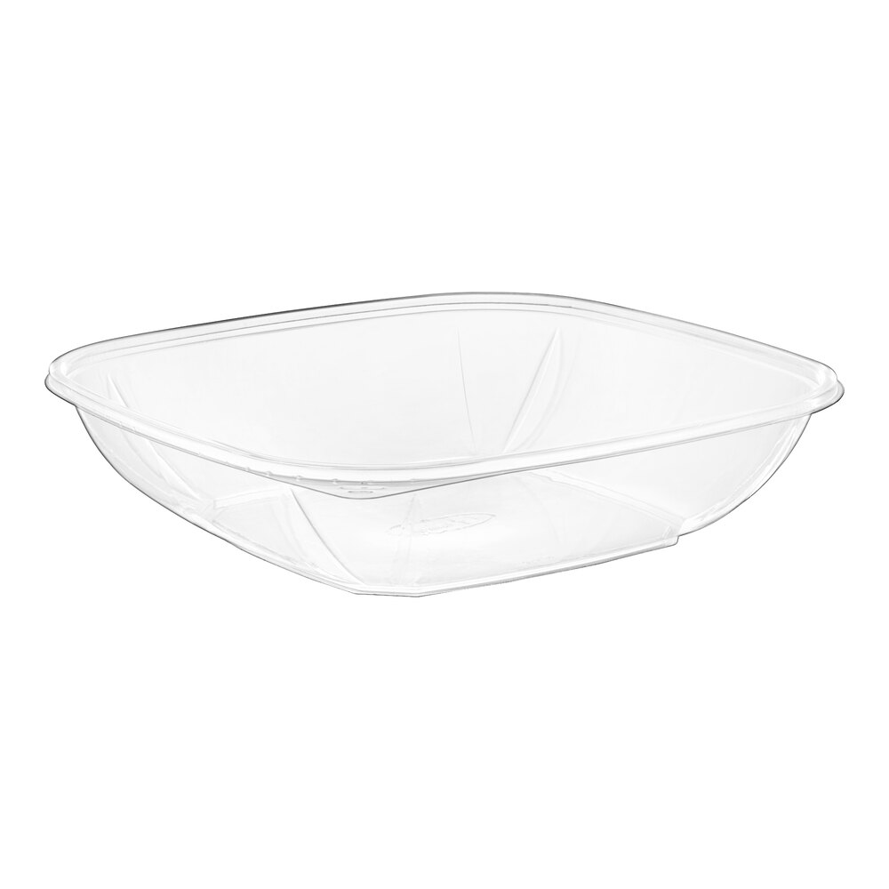 Visions 80 oz. Clear PET Plastic Square Catering / Serving Bowl - 25/Pack