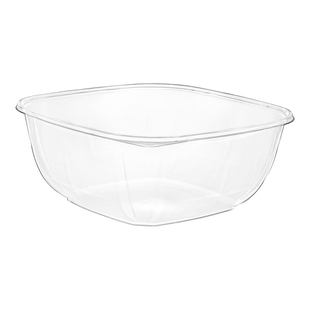 Visions 160 oz. Clear PET Plastic Square Catering / Serving Bowl - 25/Pack