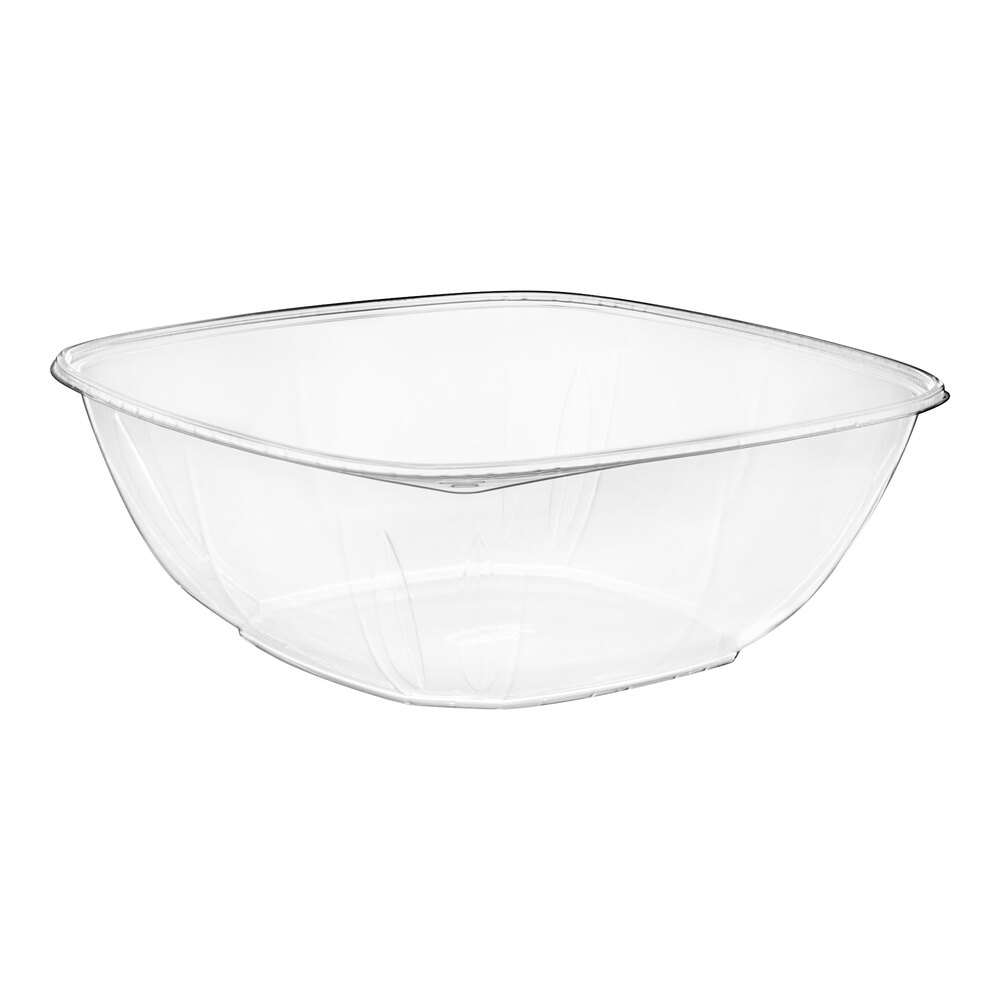 Visions 320 oz. Clear PET Plastic Square Catering / Serving Bowl - 5/Pack