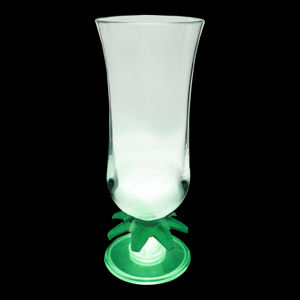 15 oz. Customizable Plastic Palm Tree Hurricane Cup with Green LED Light - 48/Case