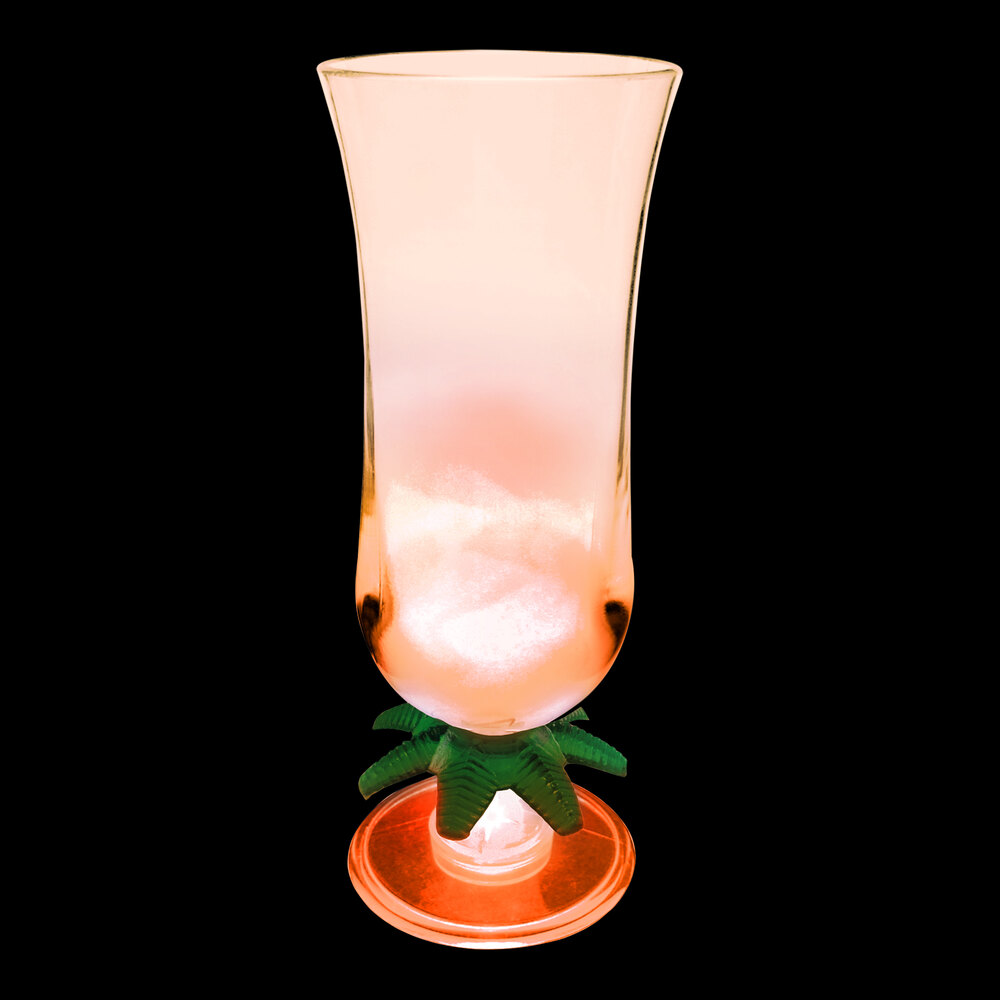 15 oz. Customizable Plastic Palm Tree Hurricane Cup with Orange LED Light - 48/Case