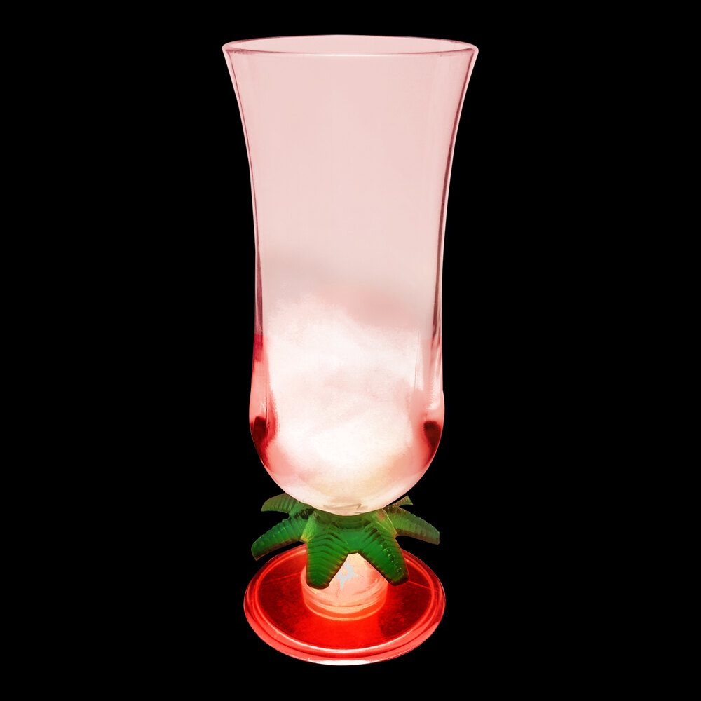 15 oz. Customizable Plastic Palm Tree Hurricane Cup with Red LED Light - 48/Case