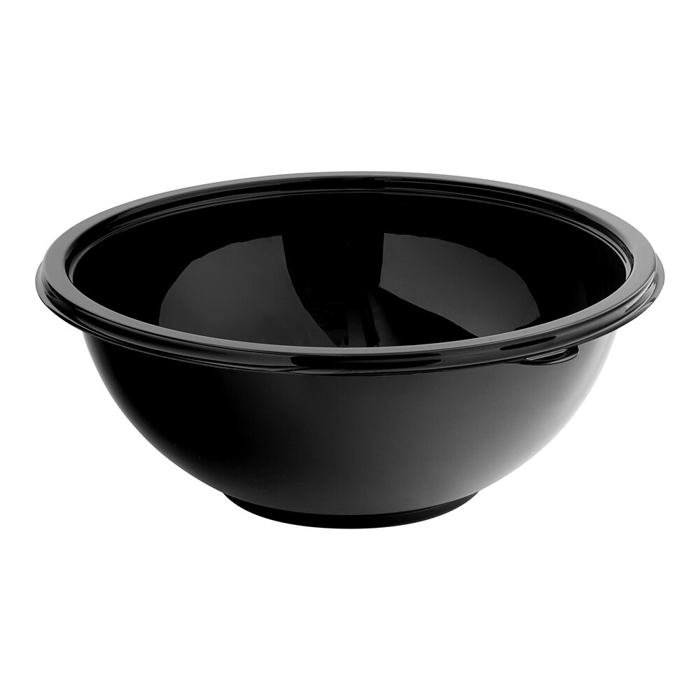 Visions 160 oz. Black PET Plastic Round Catering / Serving Bowl - 5/Pack