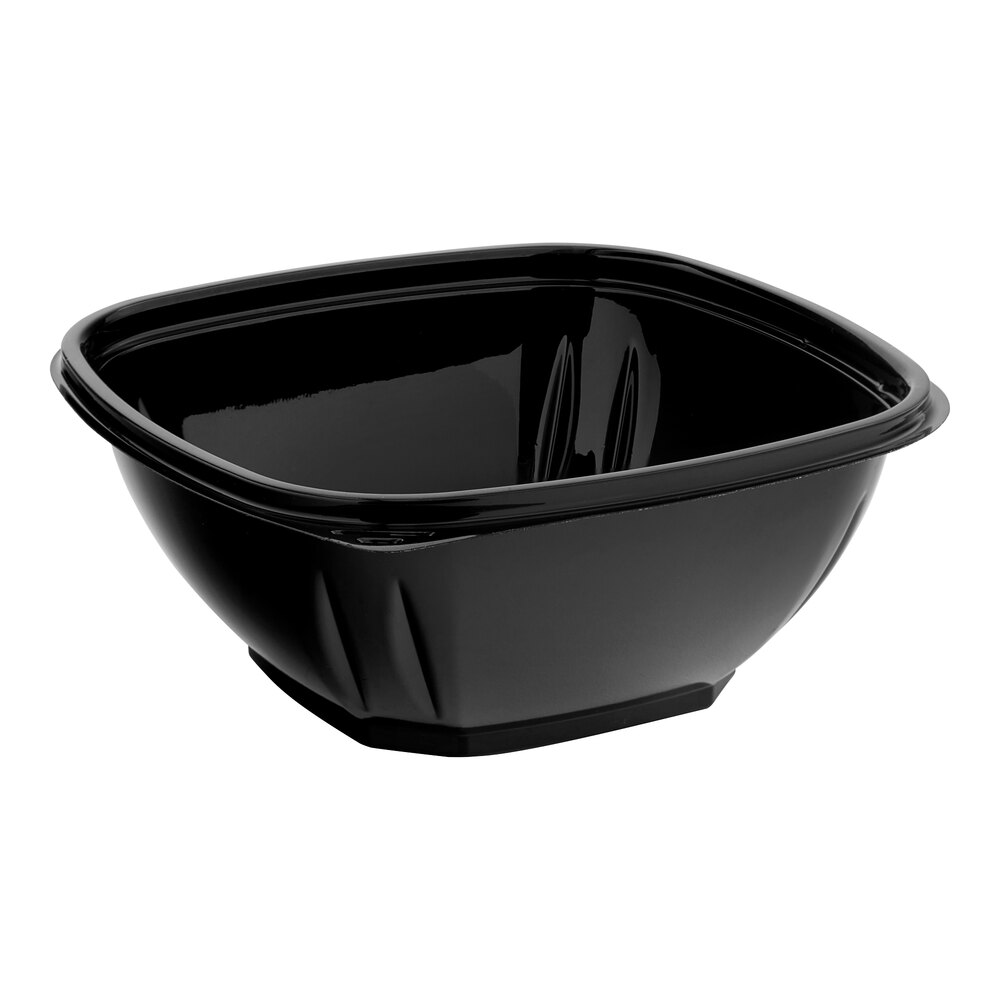 Visions 16 oz. Black PET Plastic Square Catering / Serving Bowl - 125/Pack