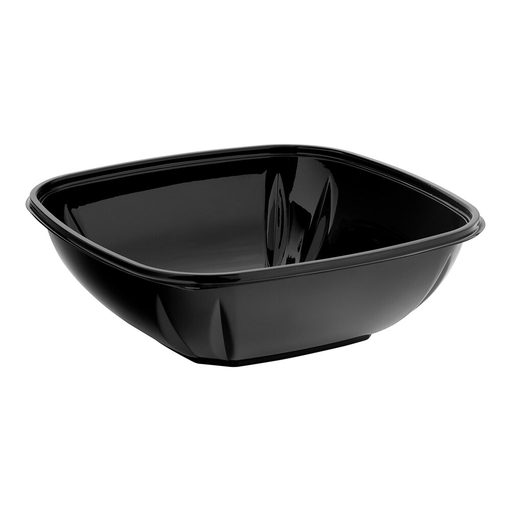 Visions 64 oz. Black PET Plastic Square Catering / Serving Bowl - 25/Pack