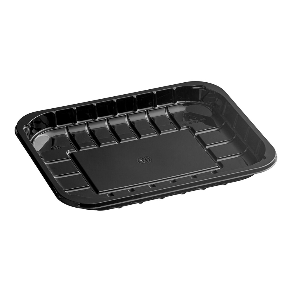 CKF 86515 (#4P) 9 1/8" x 7" x 1 5/16" Black PET Plastic Meat Tray - 480/Case