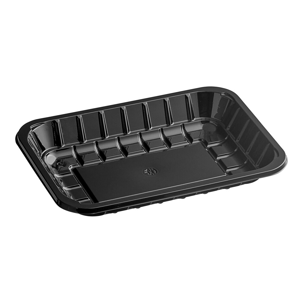 CKF 86562 (#2) 6" x 8 3/8" x 1 1/8" Black PET Plastic Meat Tray - 500/Case