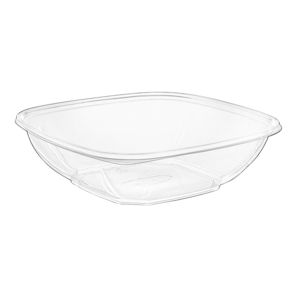 Visions 32 oz. Clear PET Plastic Square Catering / Serving Bowl - 50/Pack