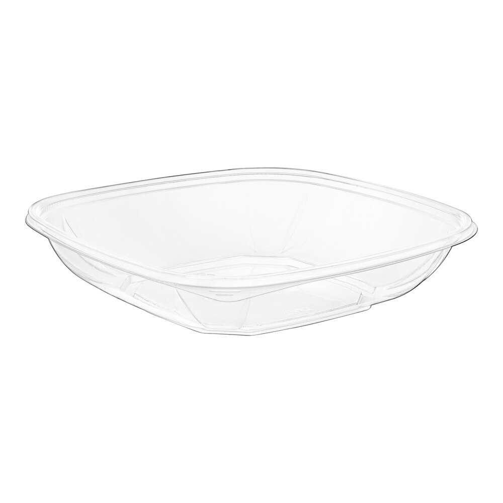 Visions 24 oz. Clear PET Plastic Square Catering / Serving Bowl - 50/Pack