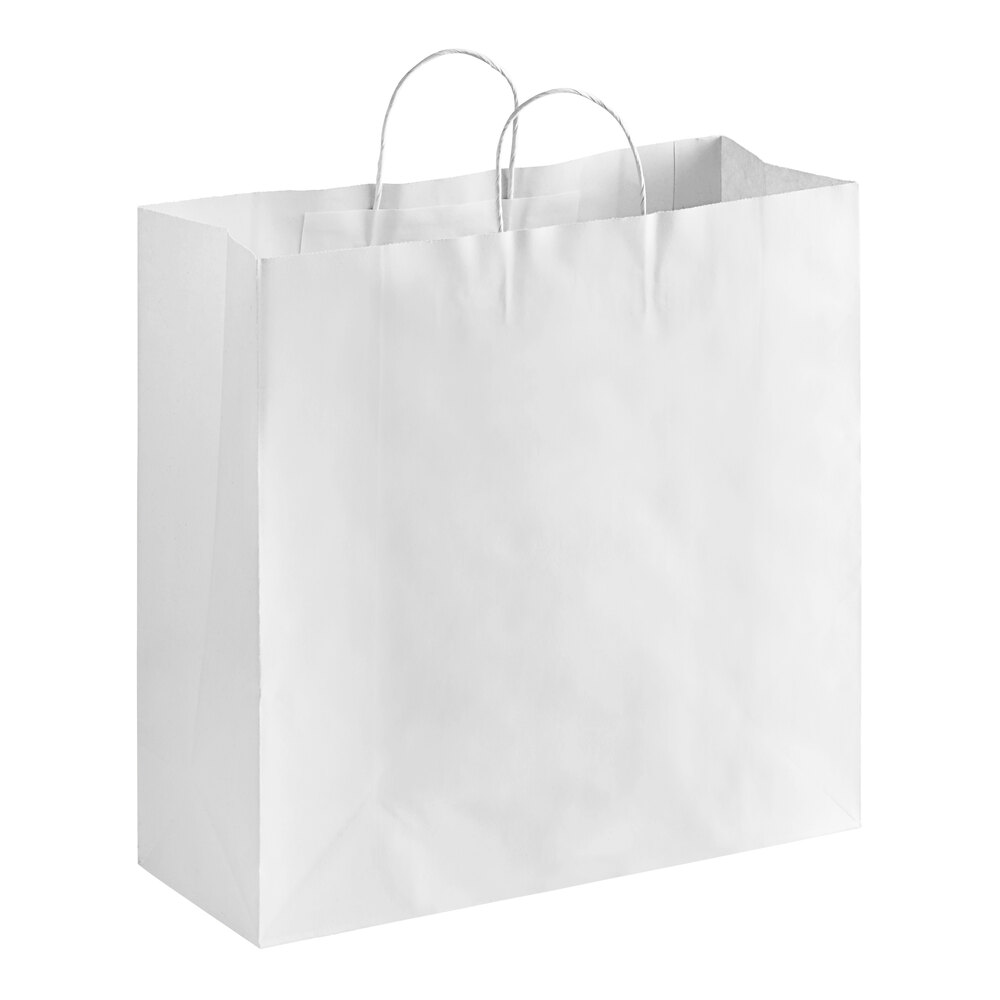 Choice 16" x 6" x 15 3/4" White Paper Customizable Shopping Bag with Handles - 200/Case