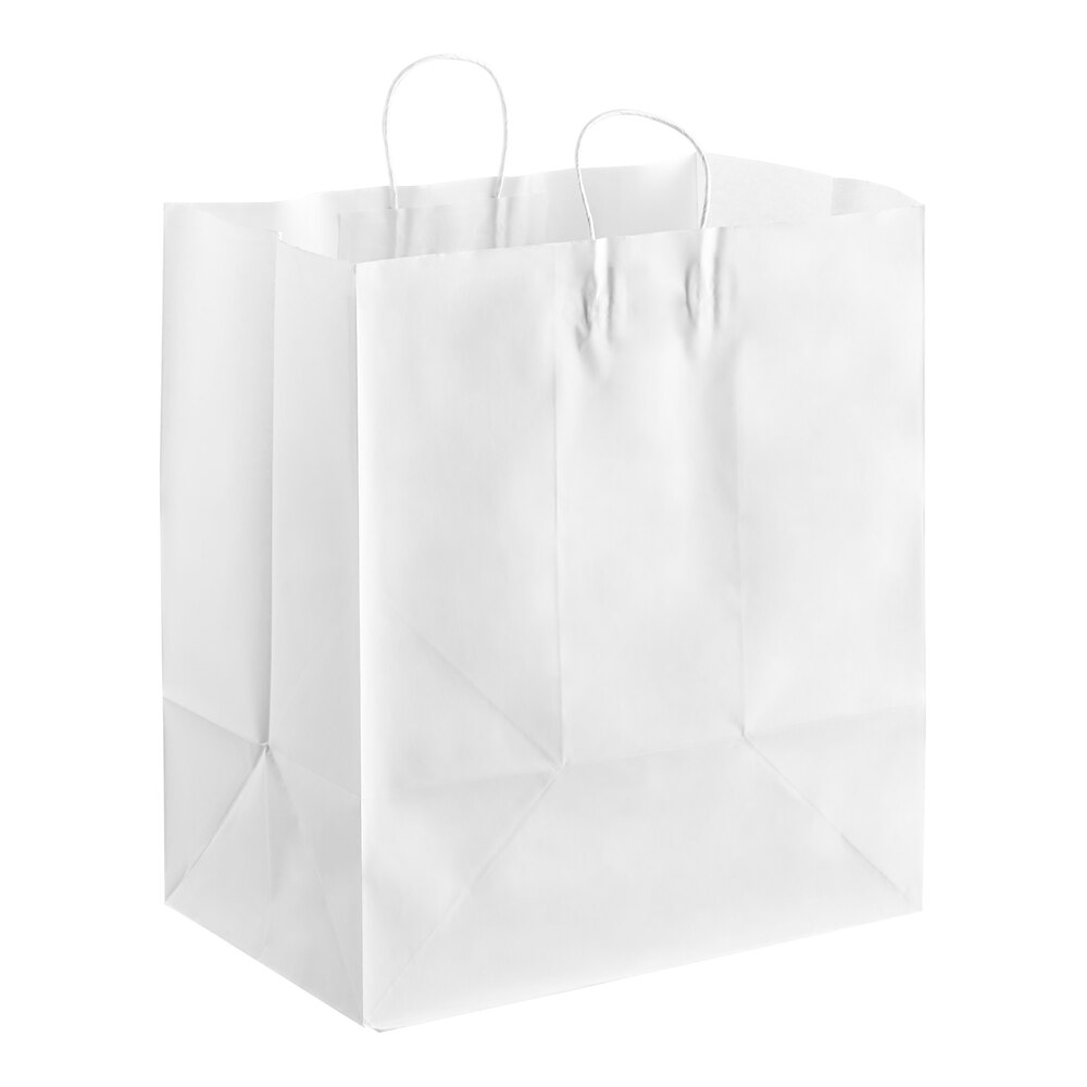 Choice 16" x 11" x 18 1/4" White Paper Customizable Shopping Bag with Handles - 200/Case