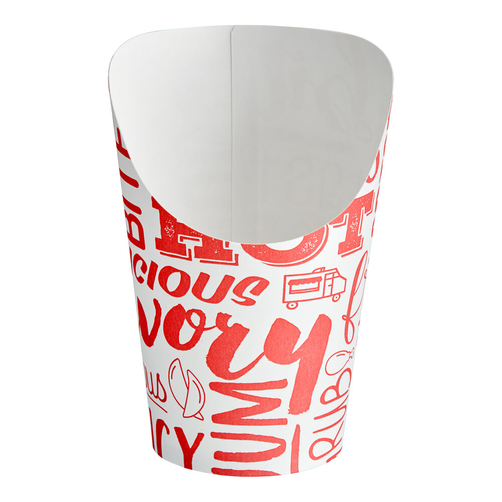Choice Medium 12 oz. Paper Scoop Cup with Hot Food Print Design - 1,000/Case