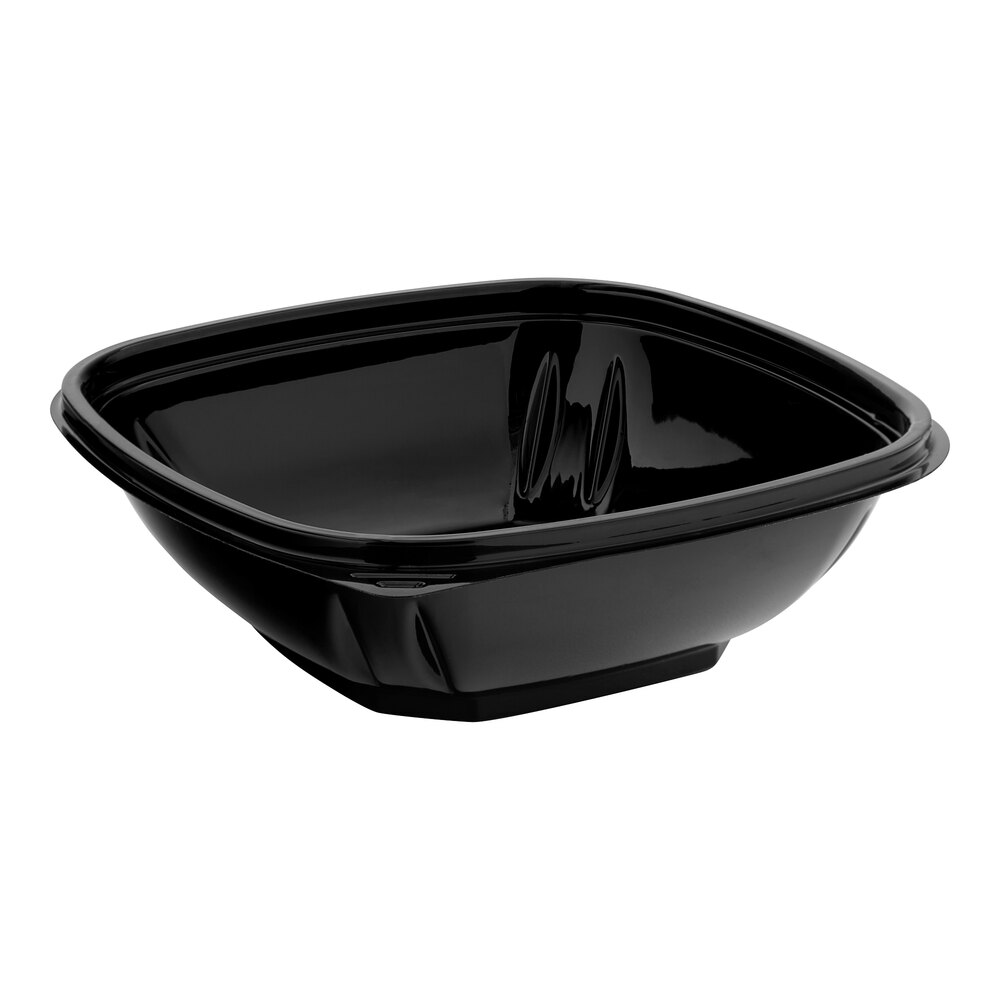 Visions 12 oz. Black PET Plastic Square Catering / Serving Bowl - 125/Pack