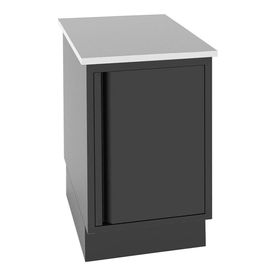 ShopCo 19" x 30 3/8" x 34" Modular Food and Beverage Cabinet - Black Door and Stainless Steel Counter