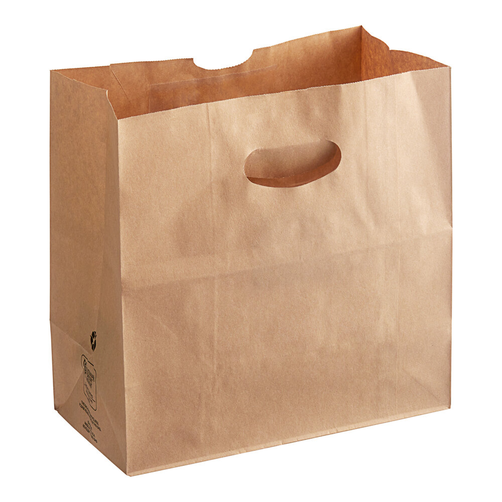 Duro 11" x 6" x 11" Kraft Paper Bag with 3/4 Die Cut Handles - 500/Bundle