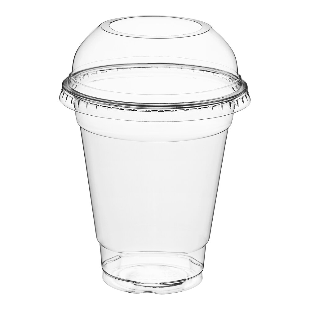 Choice 12 oz. Clear PET Plastic Cold Cup With Dome Lid With 2" Hole - 50/Pack