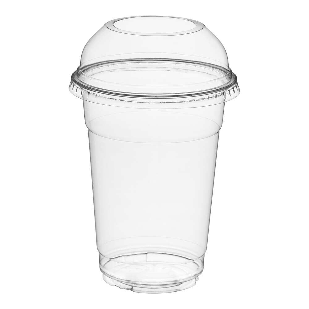 Choice 16 oz. Clear PET Plastic Cold Cup With Dome Lid With 2" Hole - 50/Pack