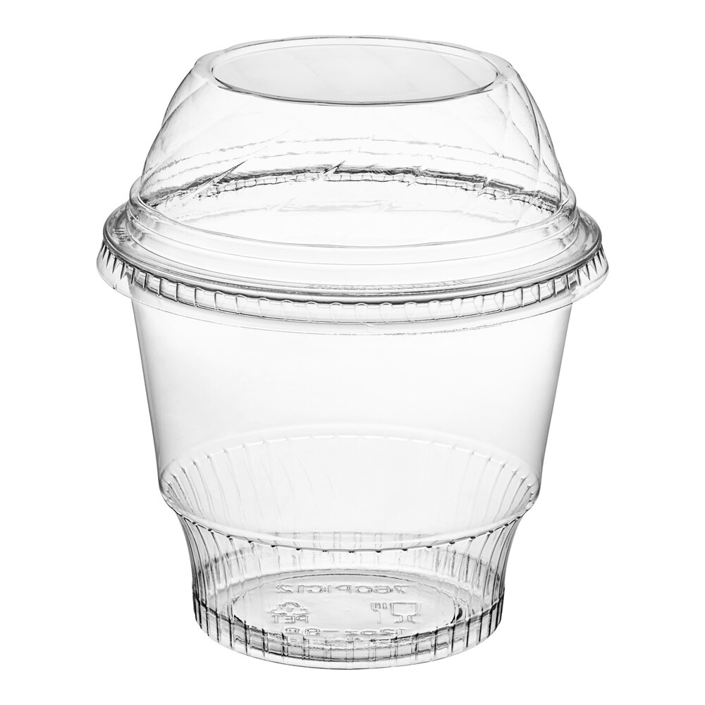 Choice 12 oz. Clear Plastic Dessert Cup with Low Dome Lid - 50/Pack
