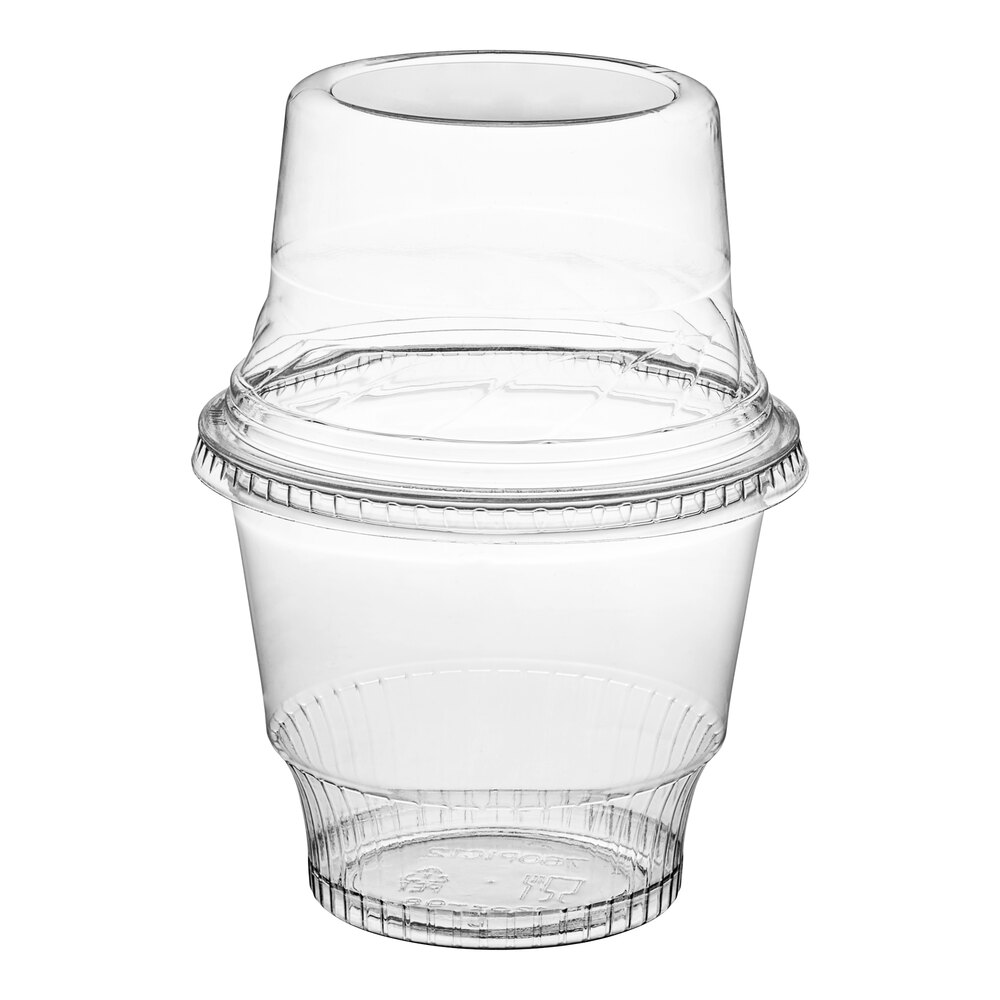 Choice 12 oz. Clear Plastic Dessert Cup with Tall Dome Lid - 50/Pack