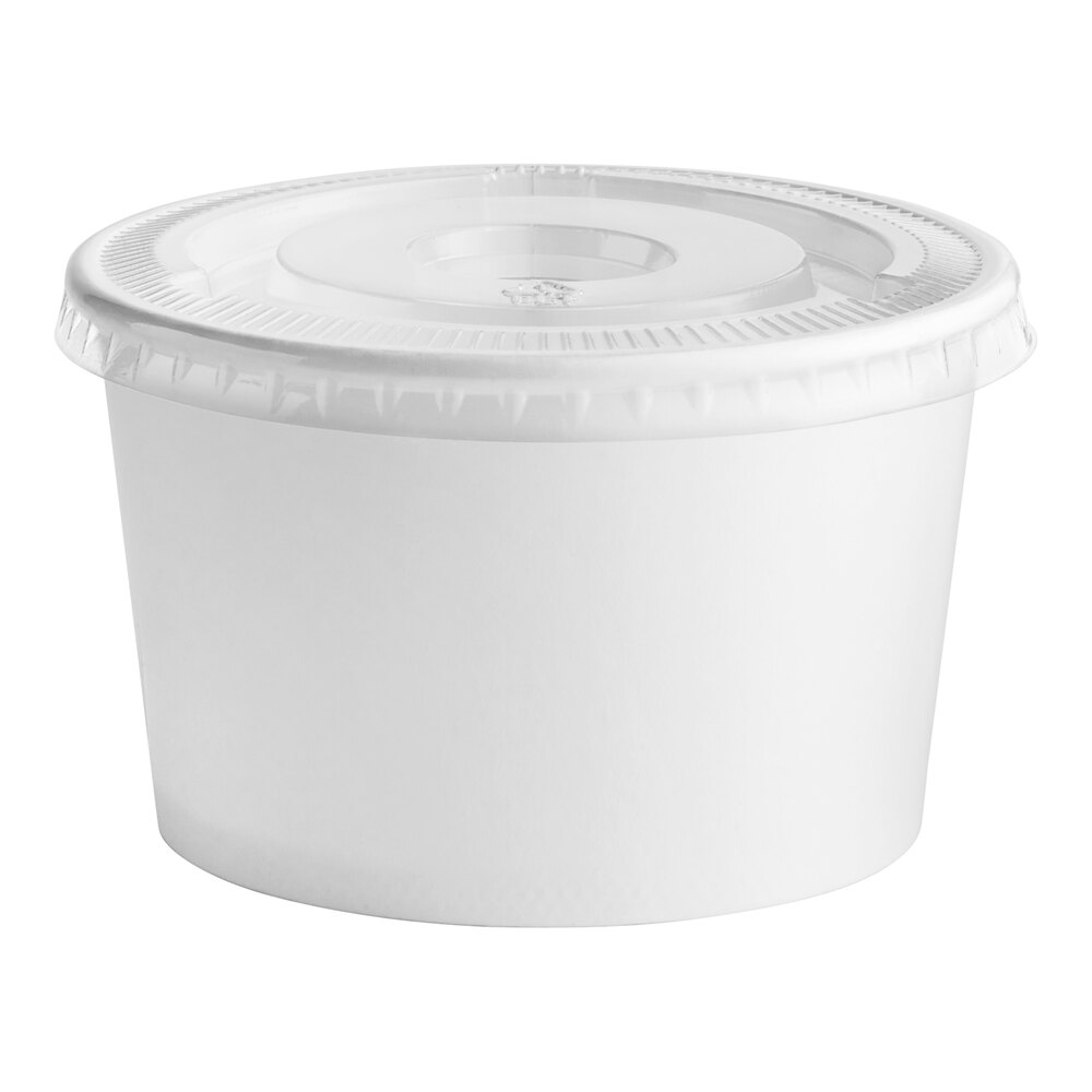 Choice 8 oz. White Paper Frozen Yogurt / Food Cup with Flat Lid - 50/Case