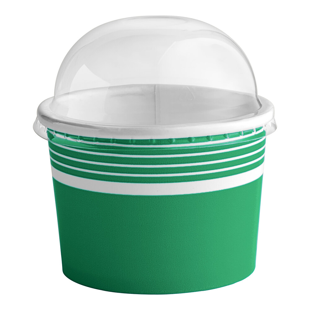 Choice 12 oz. Green Paper Frozen Yogurt / Food Cup with Dome Lid - 50/Case