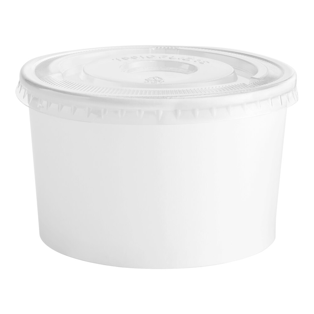 Choice 16 oz. White Paper Frozen Yogurt / Food Cup with Flat Lid - 50/Case