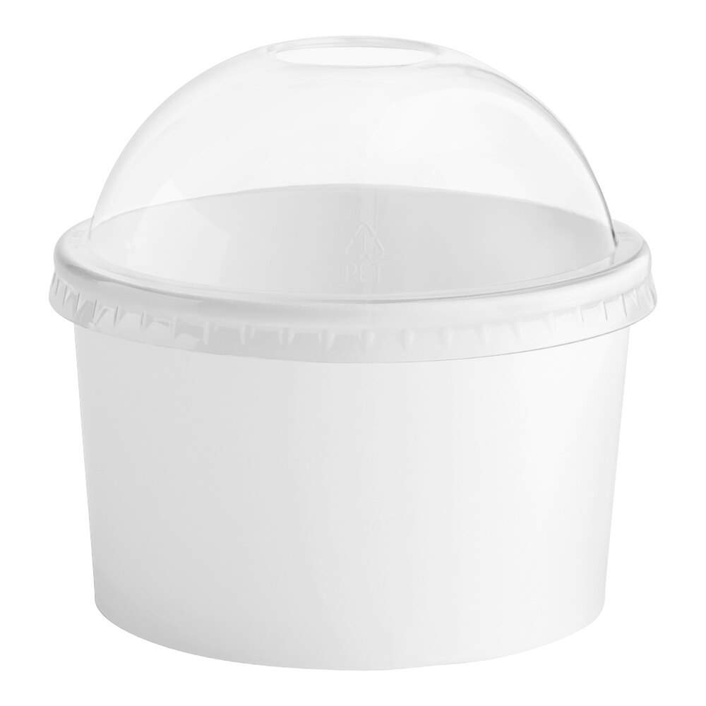 Choice 16 oz. White Paper Frozen Yogurt / Food Cup with Dome Lid - 50/Case