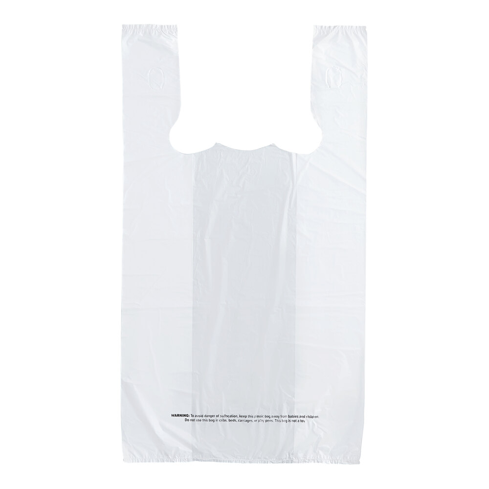 Choice Customizable 1/6 Standard Size White Unprinted Standard-Duty Plastic T-Shirt Bag - 1,000/Case