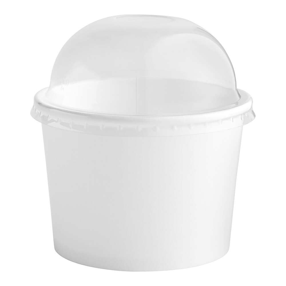 Choice 12 oz. White Paper Frozen Yogurt / Food Cup with Dome Lid - 50/Case