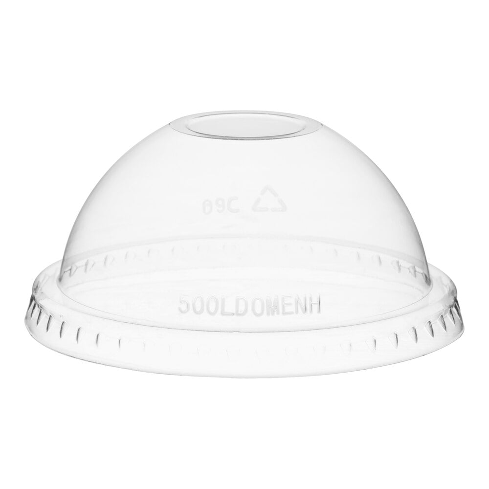 Choice 9 oz., 12 oz., 16 oz., 20 oz., 24 oz. Clear PET Dome Lid with No Hole - 1,000/Case