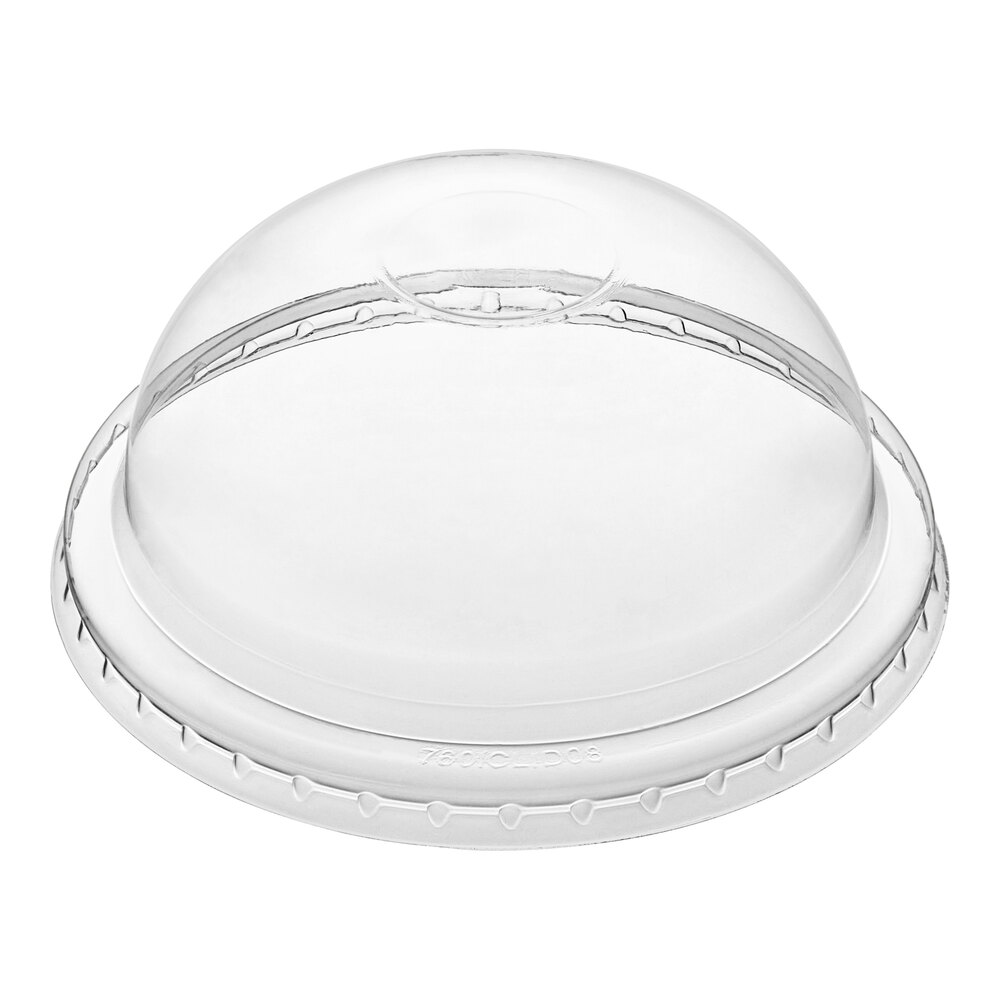 Choice 8 / 12 oz. Clear Round Dome Frozen Yogurt Lid with No Hole - 50/Pack