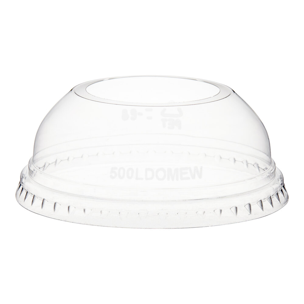 Choice 9 oz., 12 oz., 16 oz., 20 oz., 24 oz. Clear PET Dome Lid with 2" Hole - 1,000/Case