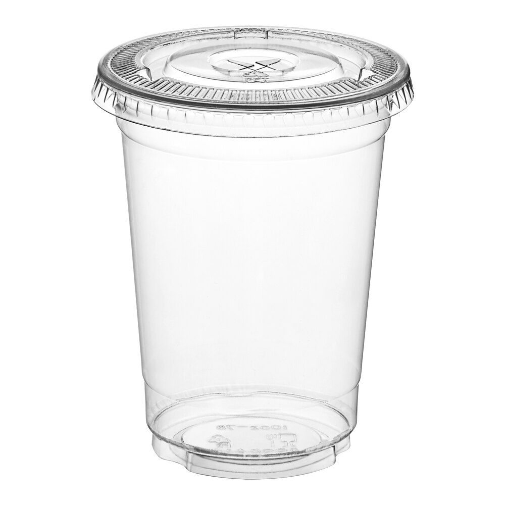 Choice 10 oz. Clear PET Plastic Cold Cup With Flat Lid - 50/Pack