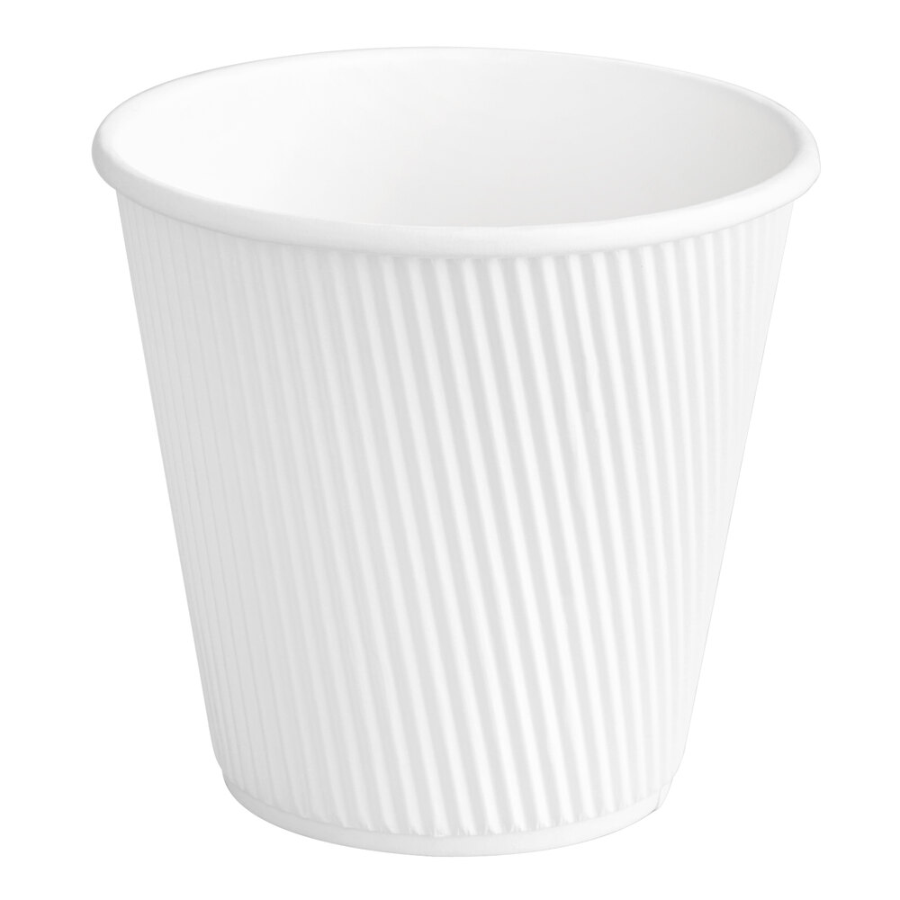 Choice 8 oz. Squat Double Wall Ripple White Paper Hot Cup - 25/Pack