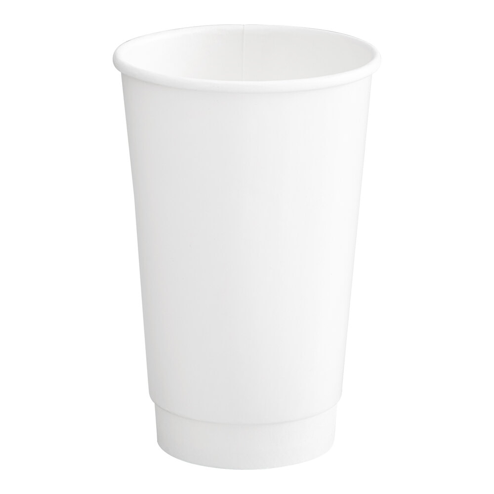 Choice 16 oz. White Smooth Double Wall Paper Hot Cup - 25/Pack
