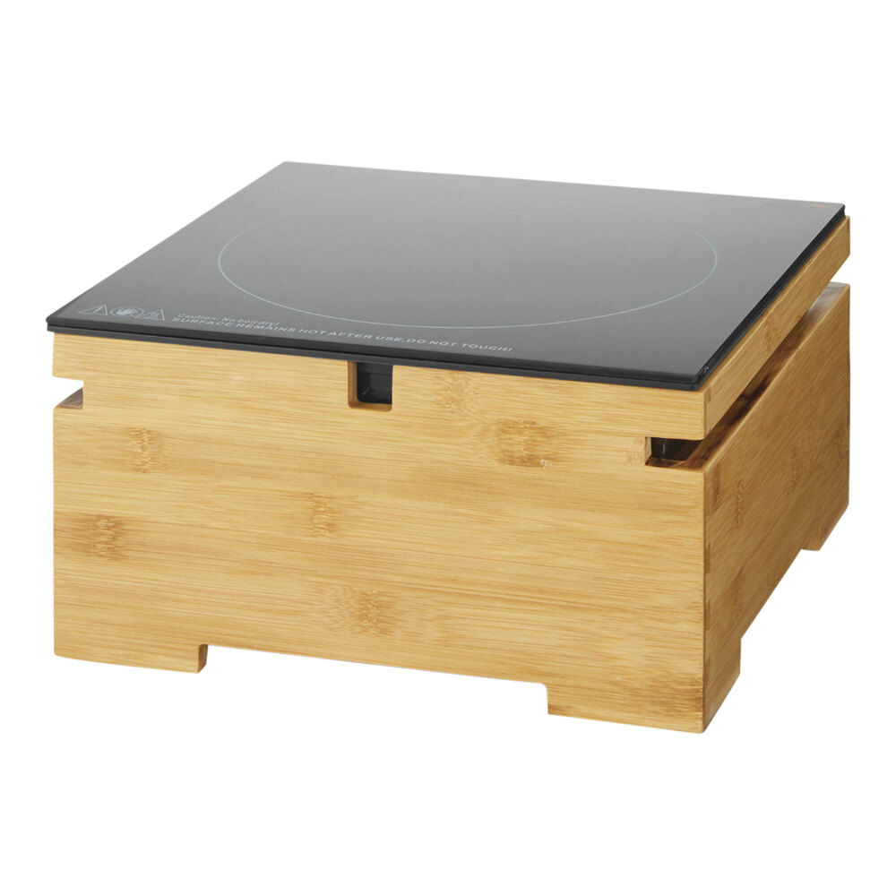 Rosseto BP023 Multi-Chef Single Countertop Induction Heater with Natural Bamboo Wooden Housing and Touch Top Controls - 120V, 60Hz