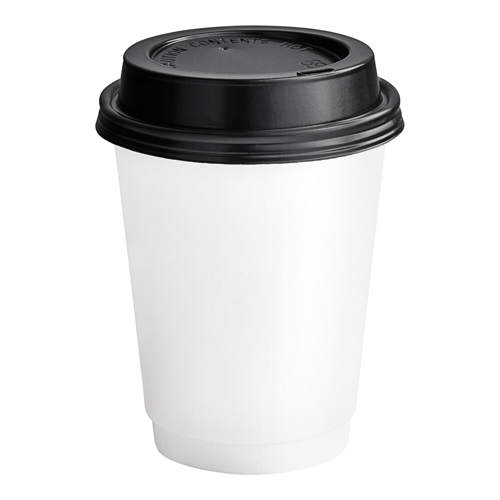 Choice 12 oz. White Smooth Double Wall Paper Hot Cup and Lid - 100/Pack