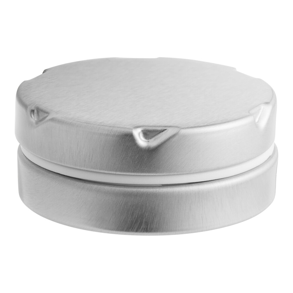 1 5/8" x 5/8" Silver Tin with Plastic Ring and Notched Lid - 1,240/Case
