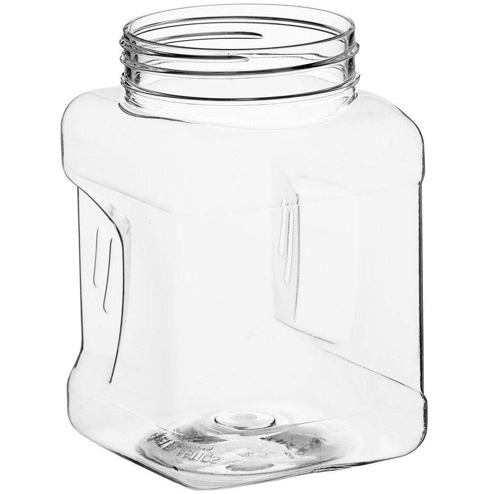 16 oz. Clear Square PET Jar with Grip - 72/Case