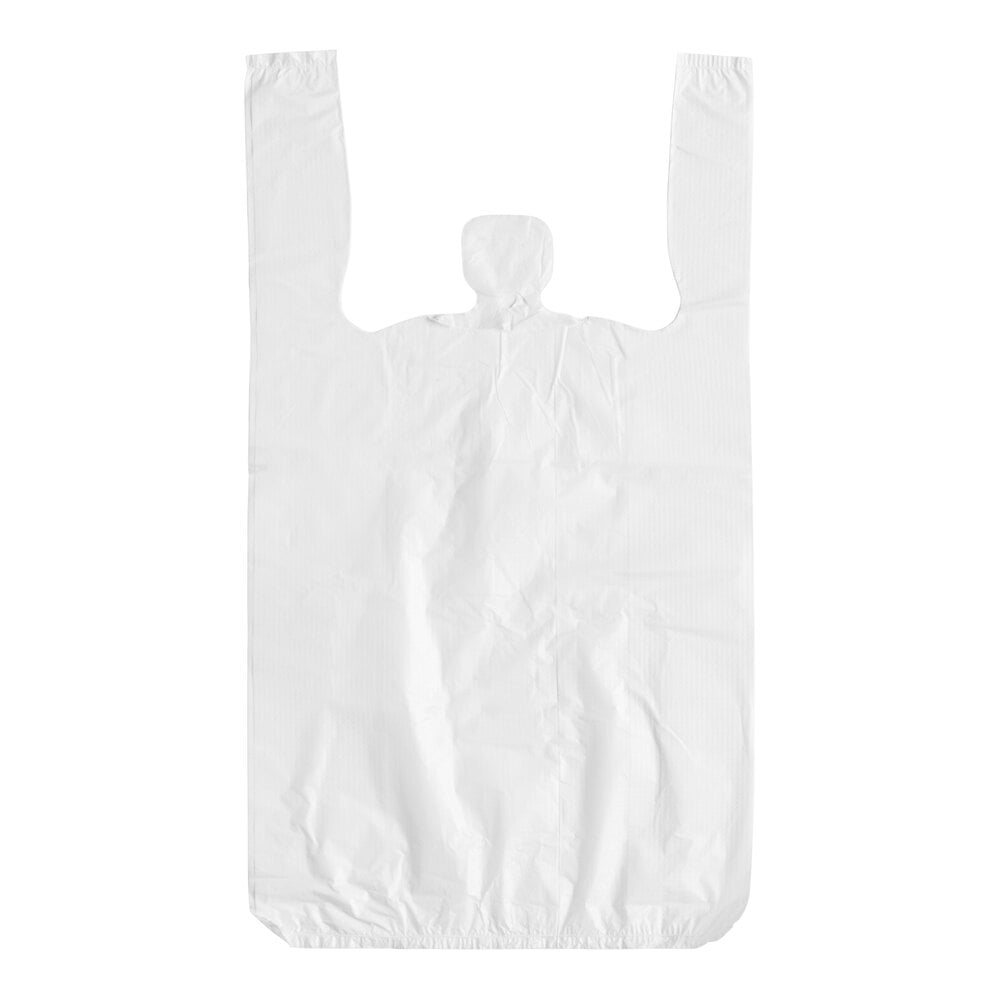 Choice 1/10 XS Size White Unprinted Embossed Medium-Duty Plastic T-Shirt Bag - 1,500/Case