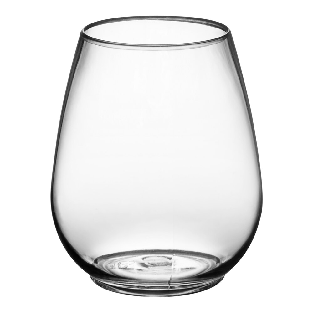 Visions 4 oz. Heavy Weight Clear Plastic Stemless Wine Sampler Glass - 64/Case