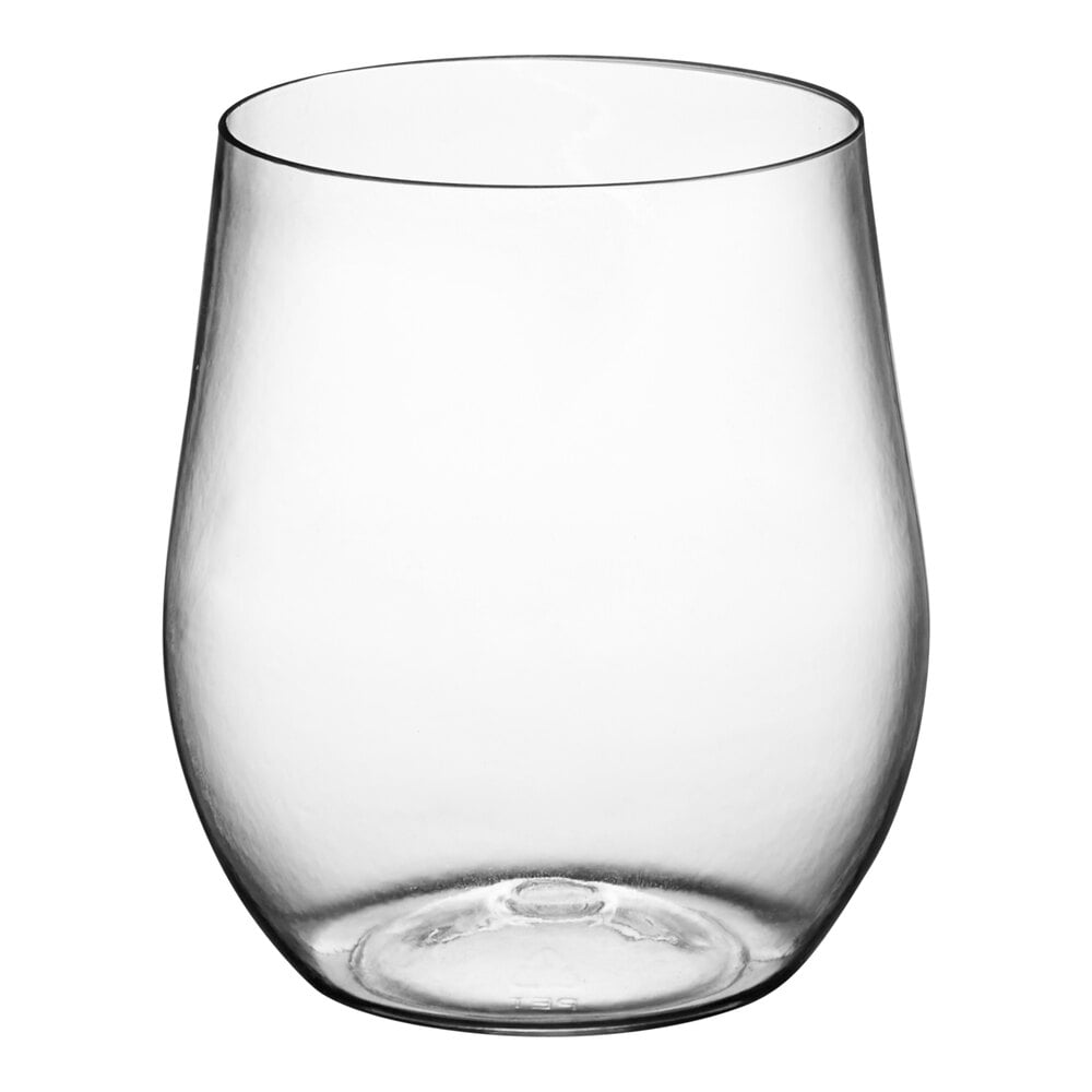 Visions 8 oz. Heavy Weight Clear Plastic Stemless Wine Glass - 64/Case