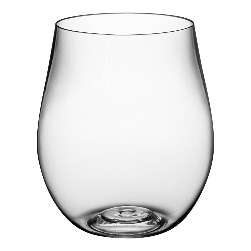Visions 20 oz. Heavy Weight Clear Plastic Stemless Wine Glass - 64/Case