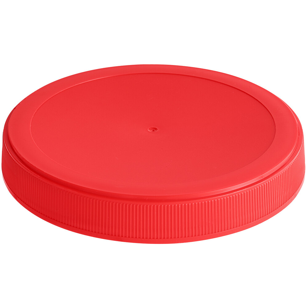 110/400 Red Flat Top Induction-Lined Lid - 390/Case