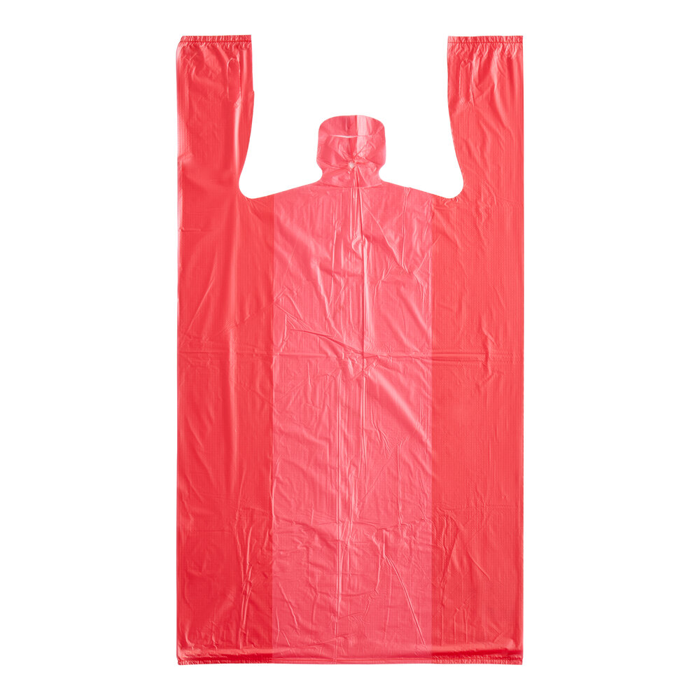 Choice Customizable 1/6 Standard Size Red Unprinted Standard-Duty Plastic T-Shirt Bag - 1,000/Case