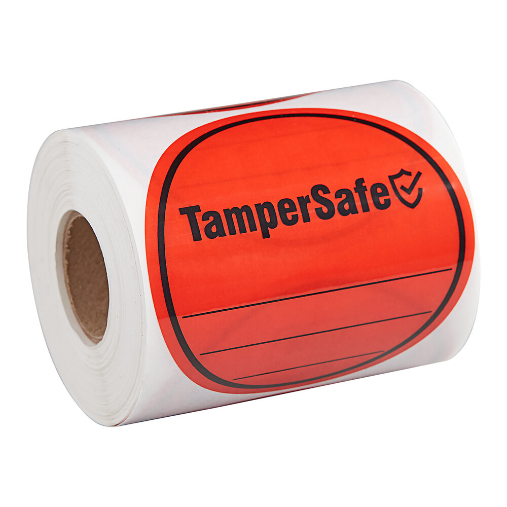 Choice TamperSafe 3" Round Red Plastic Tamper-Evident Label - 250/Roll