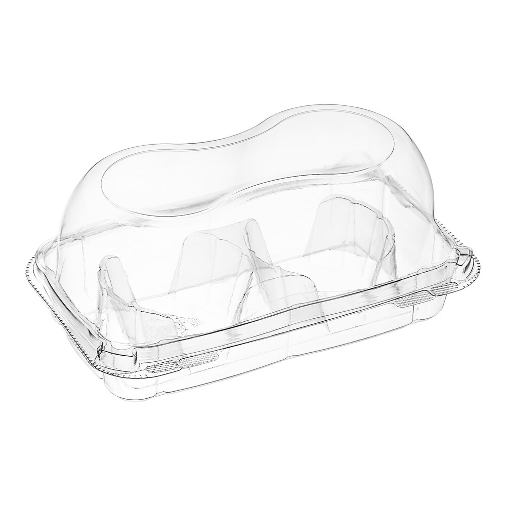 Inno-Pak 8" x 5 1/4" x 3 13/16" Dome 2-Compartment Hinged Clear Cupcake Container - 220/Case