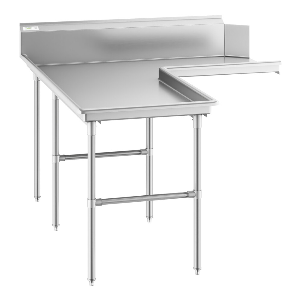 Regency 6' 16-Gauge Stainless Steel Clean L-Shape Dishtable - Left Island